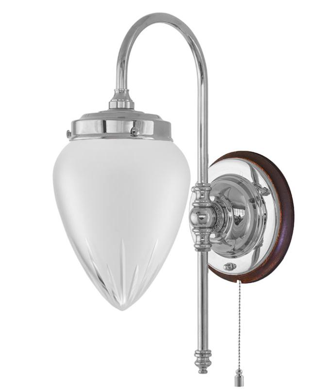 Vegglampe - Blomberg 80 forniklet, matt glass - arvestykke - gammeldags dekor - klassisk stil - retro - sekelskifte