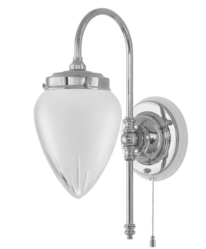 Vegglampe - Blomberg 80 forniklet, matt glass - arvestykke - gammeldags dekor - klassisk stil - retro - sekelskifte