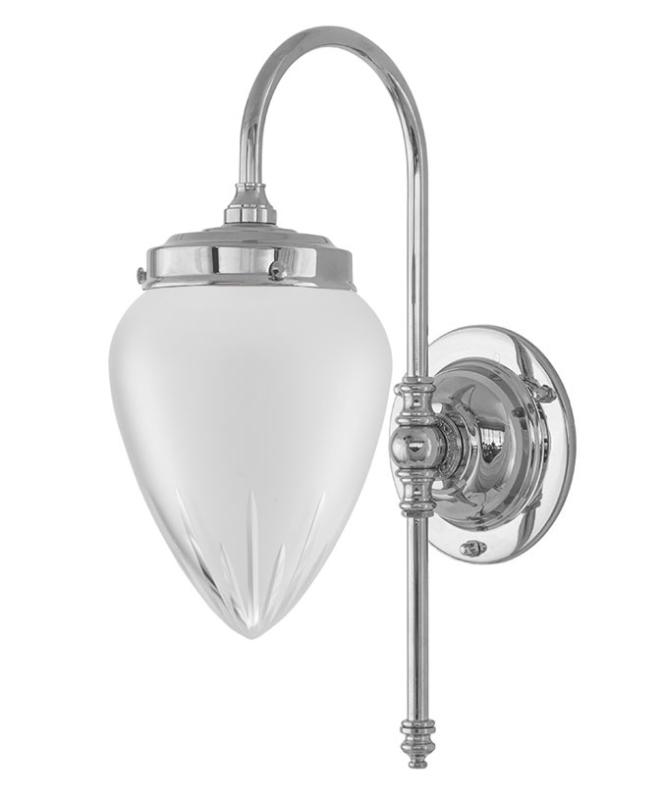 Badezimmerlampe – Blomberg 80 vernickelt, geschliffenes Mattglas