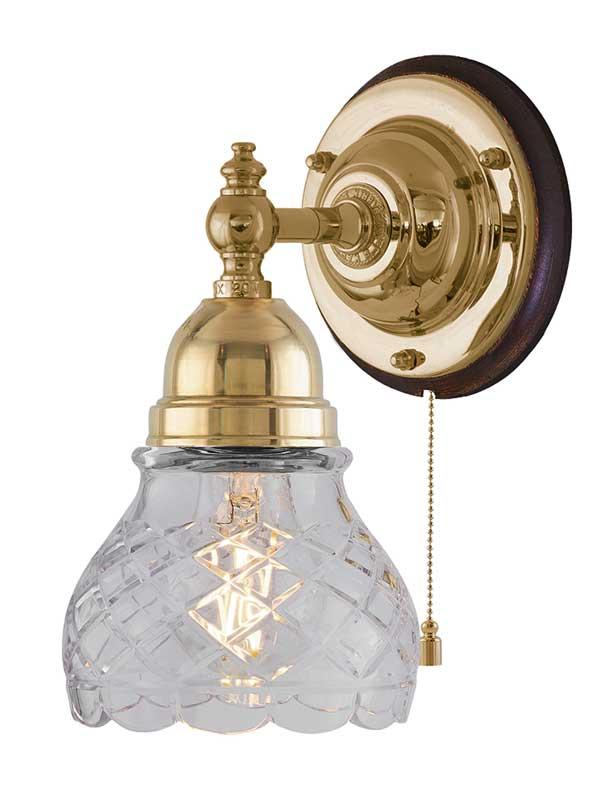 Vegglampe - Adelborg messing, slipt klarglass - arvestykke - gammeldags dekor - klassisk stil - retro - sekelskifte