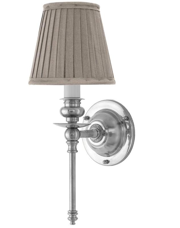 Vegglampe - Ribbing nikkel, beige skjerm - arvestykke - gammeldags dekor - klassisk stil - retro - sekelskifte