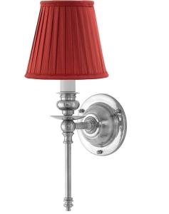 Wall lamp - Ribbing nickel-plated brass, red shade