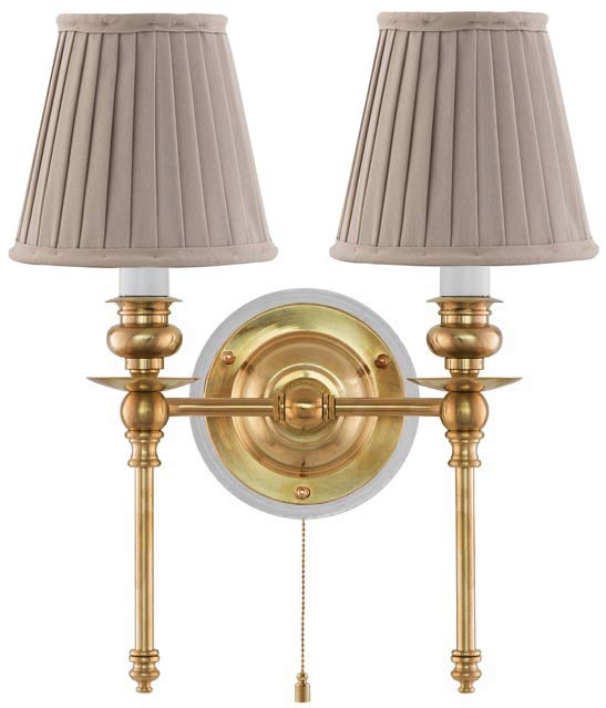 Vägglampa - Wivallius beige tygskärm - gammaldags inredning - klassisk stil - retro - sekelskifte