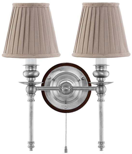 Vegglampe - Wivallius nikkel beige tekstilskjerm - arvestykke - gammeldags dekor - klassisk stil - retro - sekelskifte