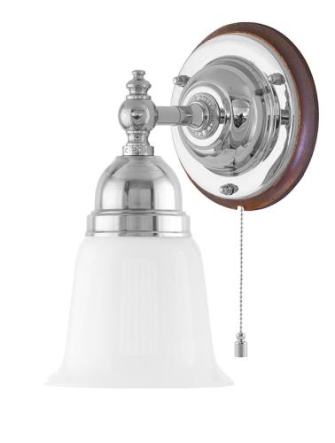 Vegglampe - Adelborg nikkel, hvit klokke