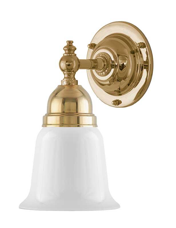 Wandleuchte – Adelborg, Messing, Glockenschirm, weißes Opalglas