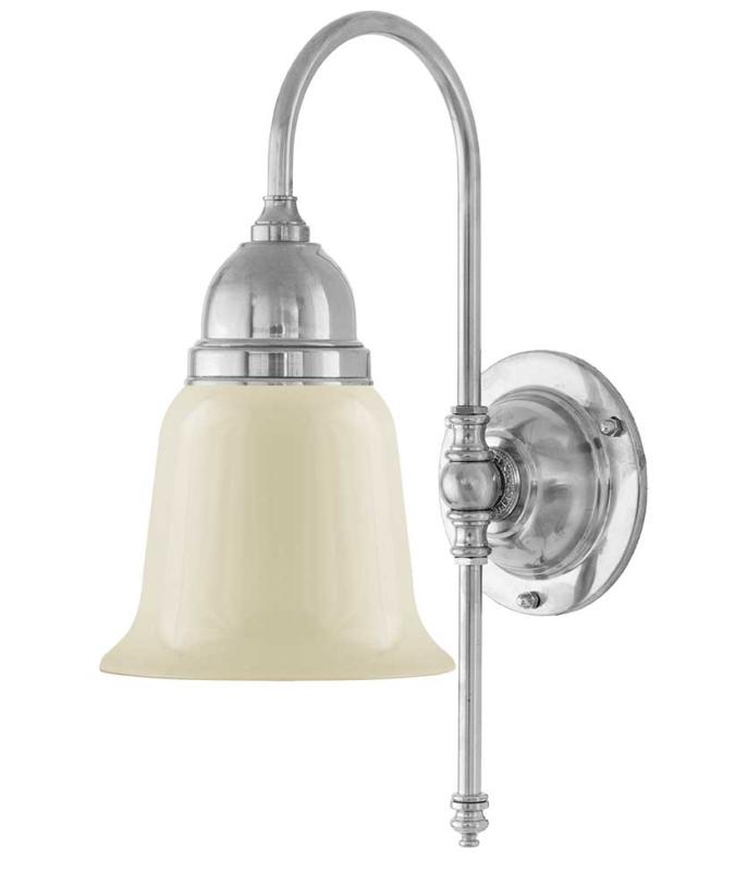 Wall Light - Ahlström - Nickel Plated with Off-White Glass Shade