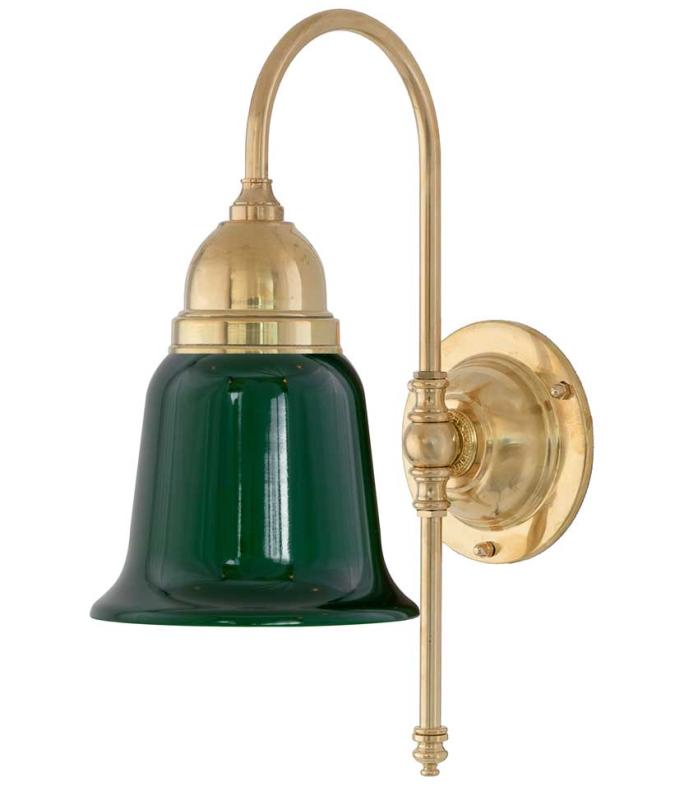 Bathroom Wall Light - Ahlström - Brass, Green Glass
