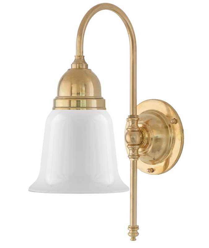 Bathroom Wall Light - Ahlström - Brass, Opal White Glass Shade