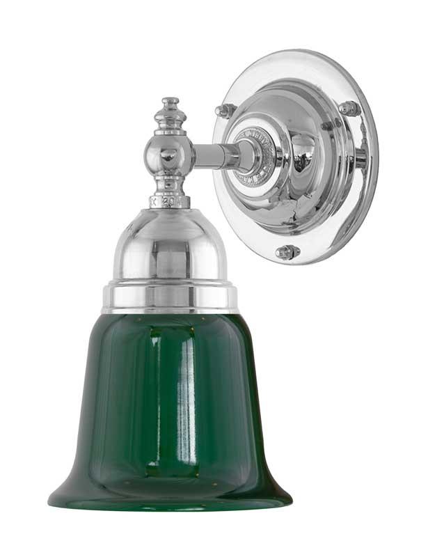 Badezimmerlampe – Adelborg vernickelt, grüne Uhr