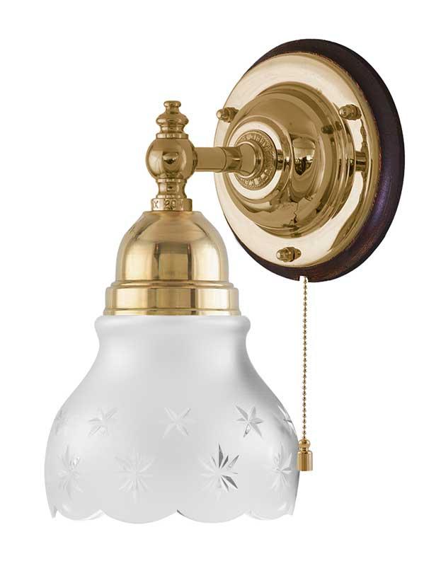 Vegglampe - Adelborg messing, slipt matt glass - arvestykke - gammeldags dekor - klassisk stil - retro - sekelskifte