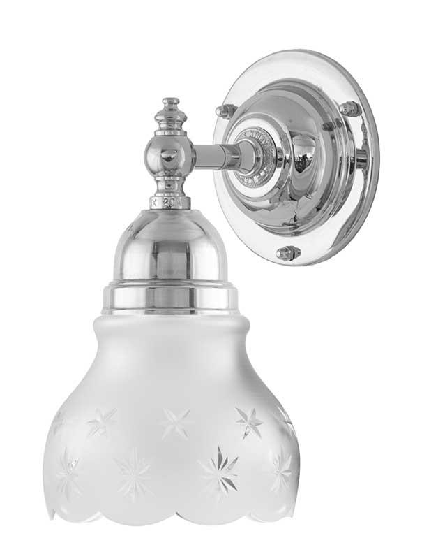 Badezimmerlampe – Adelborg vernickelt, geschliffenes Mattglas