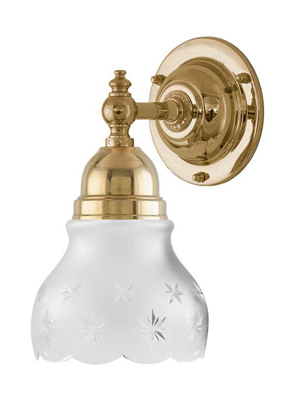 Bathroom Wall Light - Adelborg - Brass, Matte Cut Glass