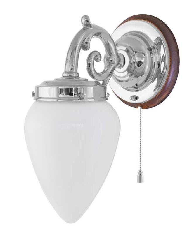 Vegglampe - Topelius nikkel opal hvitt glass - arvestykke - gammeldags dekor - klassisk stil - retro - sekelskifte