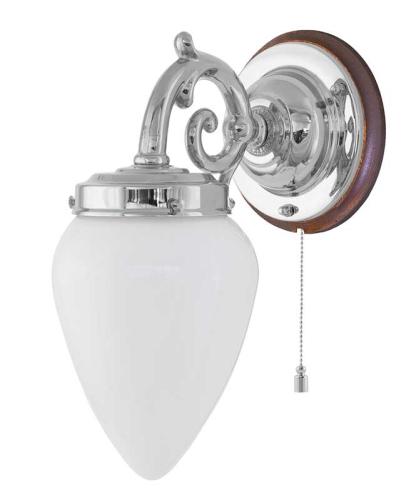 Vegglampe - Topelius nikkel opal hvitt glass