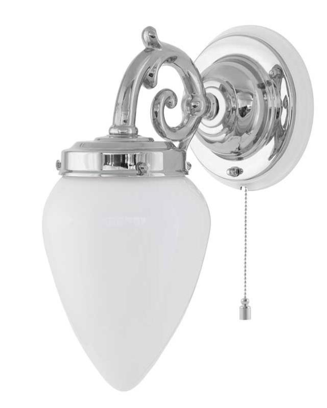 Vegglampe - Topelius nikkel opal hvitt glass - arvestykke - gammeldags dekor - klassisk stil - retro - sekelskifte