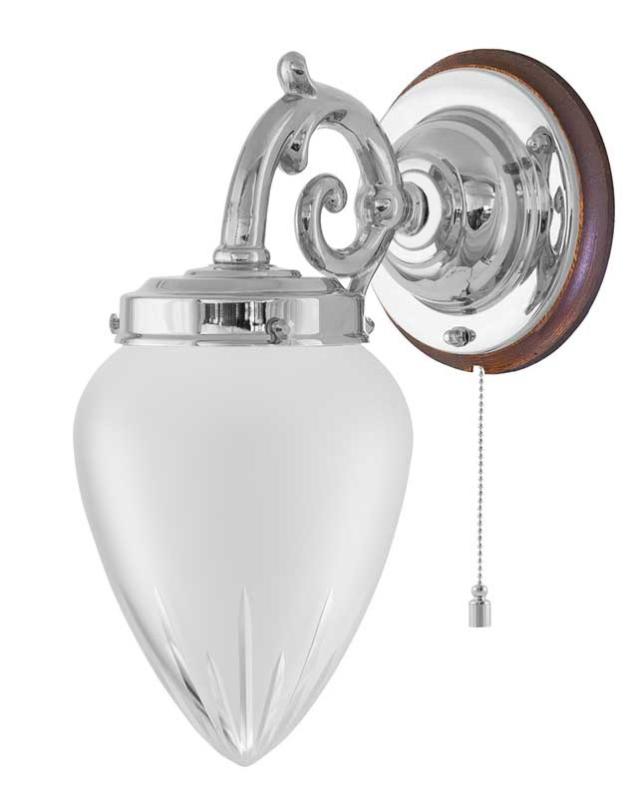 Vegglampe - Topelius nikkel slipt matt glass - arvestykke - gammeldags dekor - klassisk stil - retro - sekelskifte