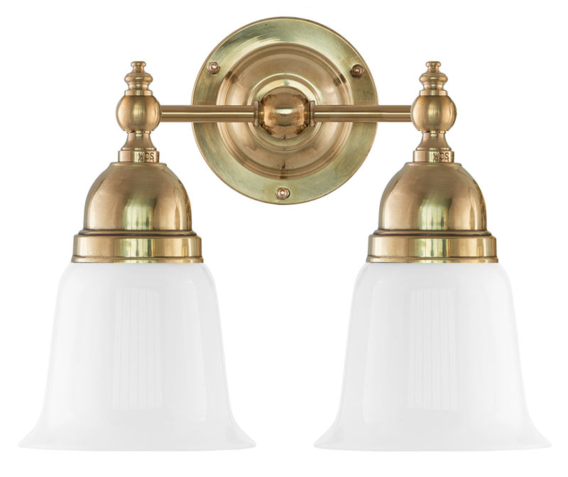 Wall Light - Bergman - Brass, Opal White Bell Shades