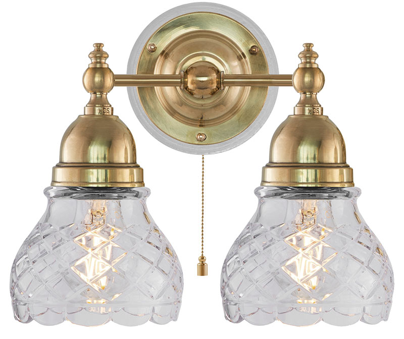 Vegglampe - Bergman messing, klarglass - arvestykke - gammeldags dekor - klassisk stil - retro - sekelskifte