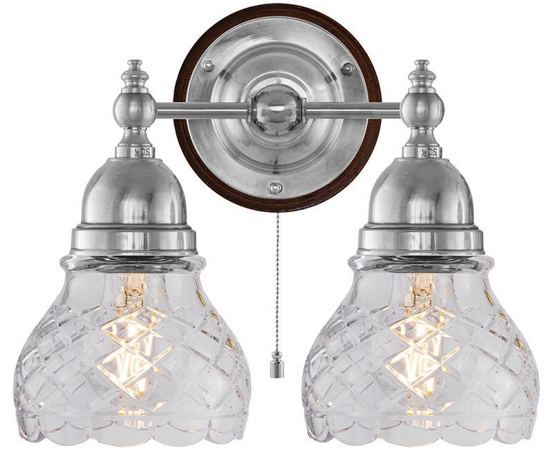 Vegglampe - Bergman nikkel, klarglass - arvestykke - gammeldags dekor - klassisk stil - retro - sekelskifte