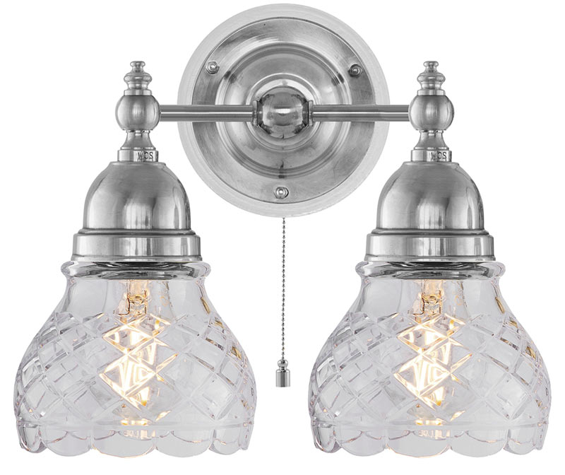 Vegglampe - Bergman nikkel, klarglass - arvestykke - gammeldags dekor - klassisk stil - retro - sekelskifte