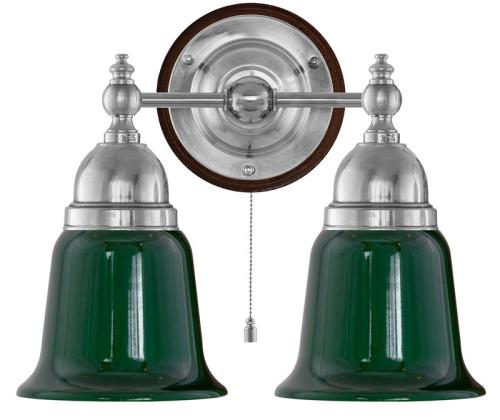 Vegglampe - Bergman nikkel, grønn klokke