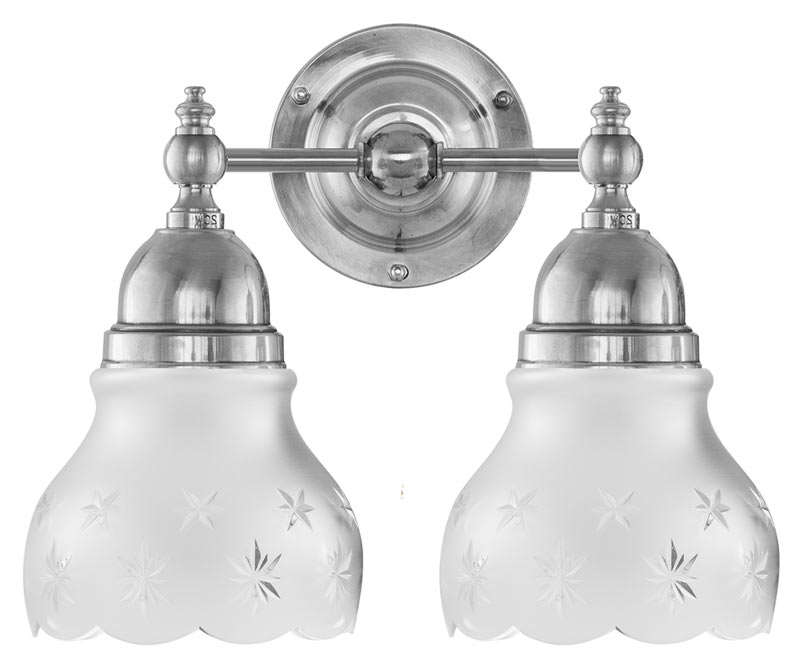 Badeværelseslampe - Bergman forniklet, slebet matteret glas