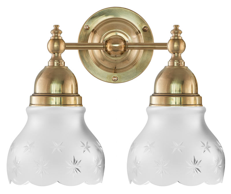 Bathroom Wall Light - Bergman - Brass, Matte Glass Shades