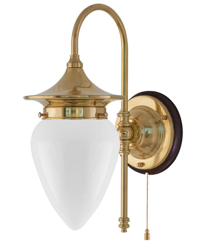 Vegglampe - Fryxell messing, opalvhitt - arvestykke - gammeldags dekor - klassisk stil - retro - sekelskifte