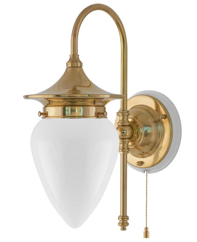 Vegglampe - Fryxell messing, opalvhitt - arvestykke - gammeldags dekor - klassisk stil - retro - sekelskifte