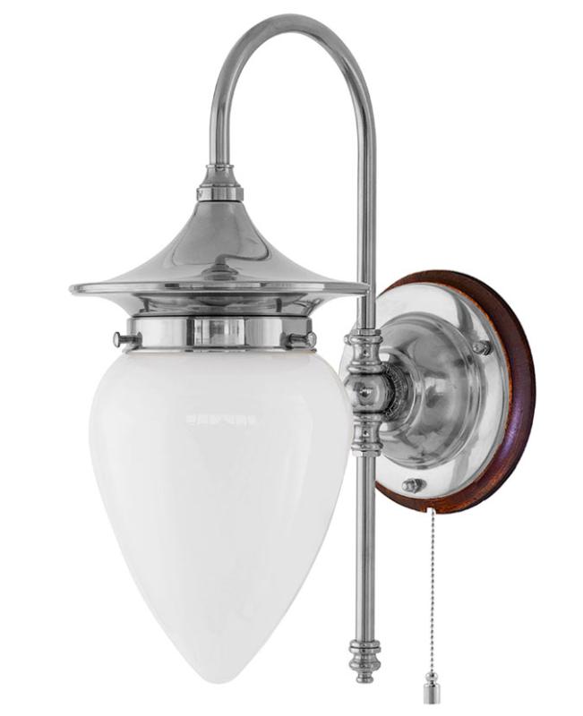 Vegglampe - Fryxell nickel, opalvhitt - arvestykke - gammeldags dekor - klassisk stil - retro - sekelskifte