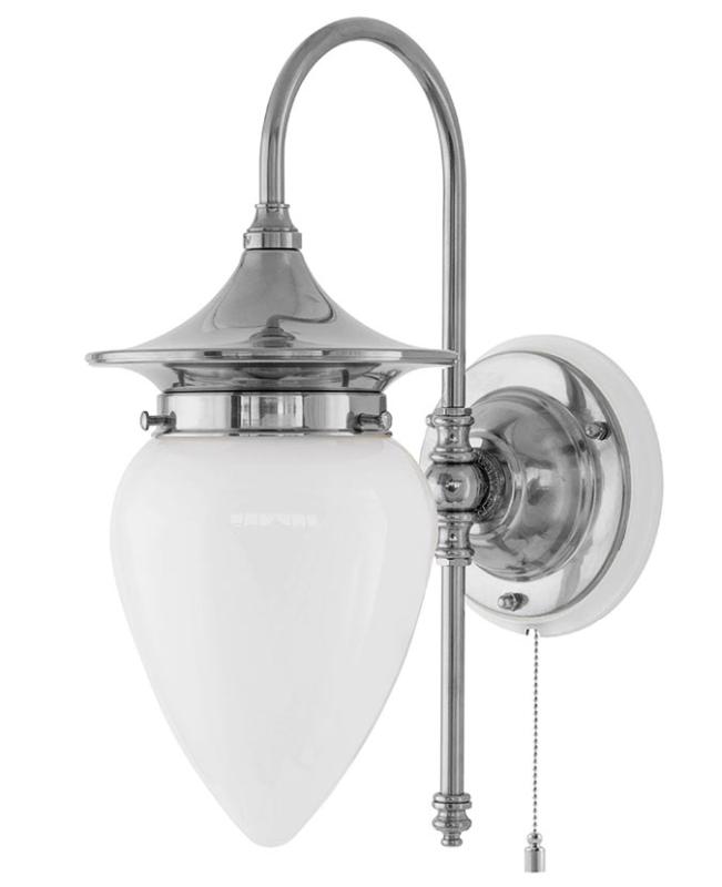 Vegglampe - Fryxell nickel, opalvhitt - arvestykke - gammeldags dekor - klassisk stil - retro - sekelskifte