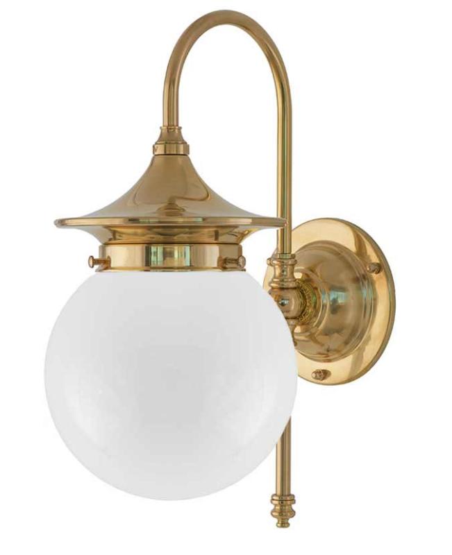 Vegglampe - Fryxell messing, opal hvitt globelampe