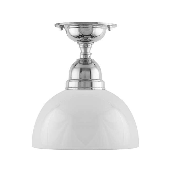 Bathroom Light - Byström 60 Ceiling Light - Nickel - Rounded Glass Shade