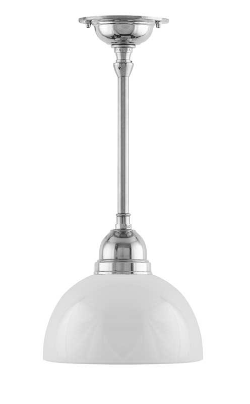 Badrumslampa - Taklampa Byströmpendel 60 nickel, halvsfär- gammaldags inredning - klassisk stil - retro - sekelskifte