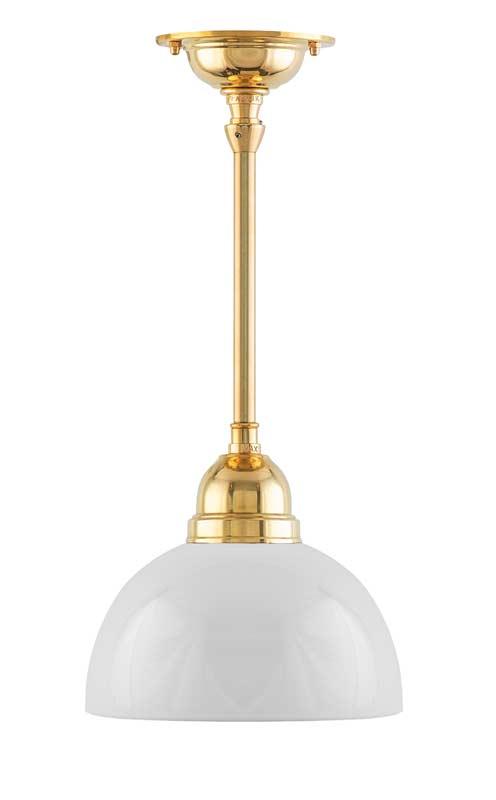 Baderomslampe - Taklampe Byström pendel 60 messing, klokkeformet skjerm - arvestykke - gammeldags dekor - klassisk stil - retro - sekelskifte