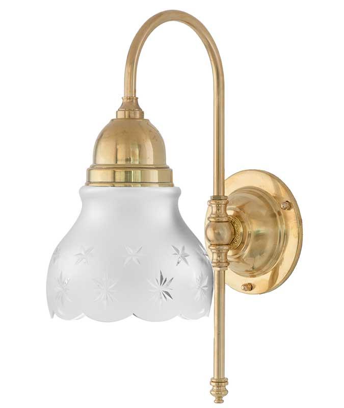Bathroom Wall Light - Ahlström- Brass - Matte Cut-Glass Shade