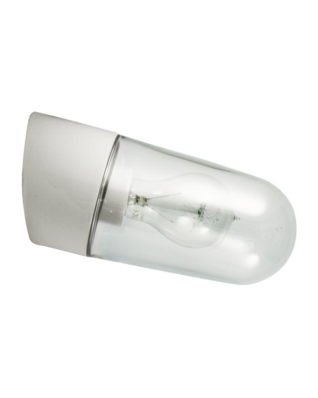 Porselenslampe utendørs/våtrom - IP54/kulo/hvit/sned