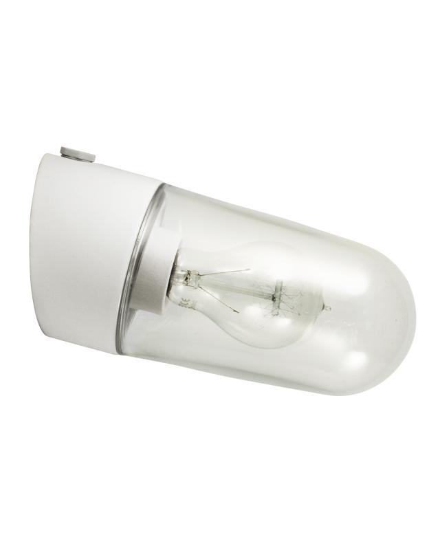 Porslinslampa utomhus/våtrum - IP54/kulo/vit/sned