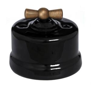 Switch - Black porcelain surface mounted antique knob