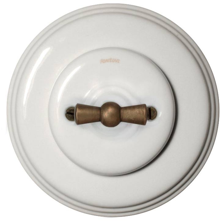 Fontini rotary switch - White porcelain antique knob