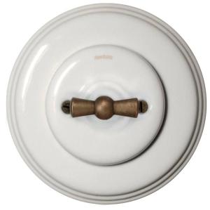 Fontini Rotary Light Switch - White Porcelain with Antique Knob
