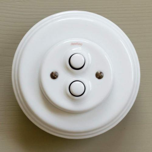 Dimmer Fontini - White porcelain double push button