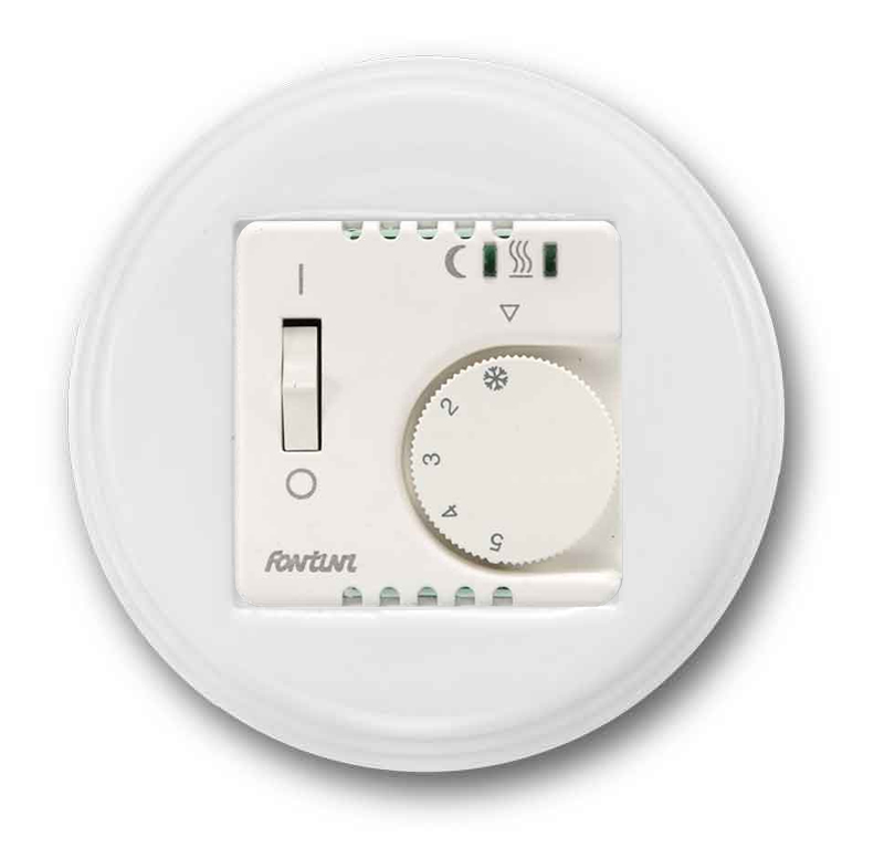 Floor heating thermostat with frame and sensor cable - white