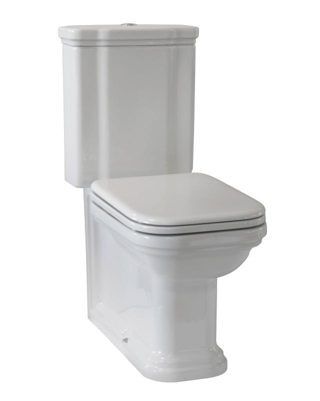 Gulvstående WC - Art Deco Toilet med Skylleknap & Soft-Close Sæde