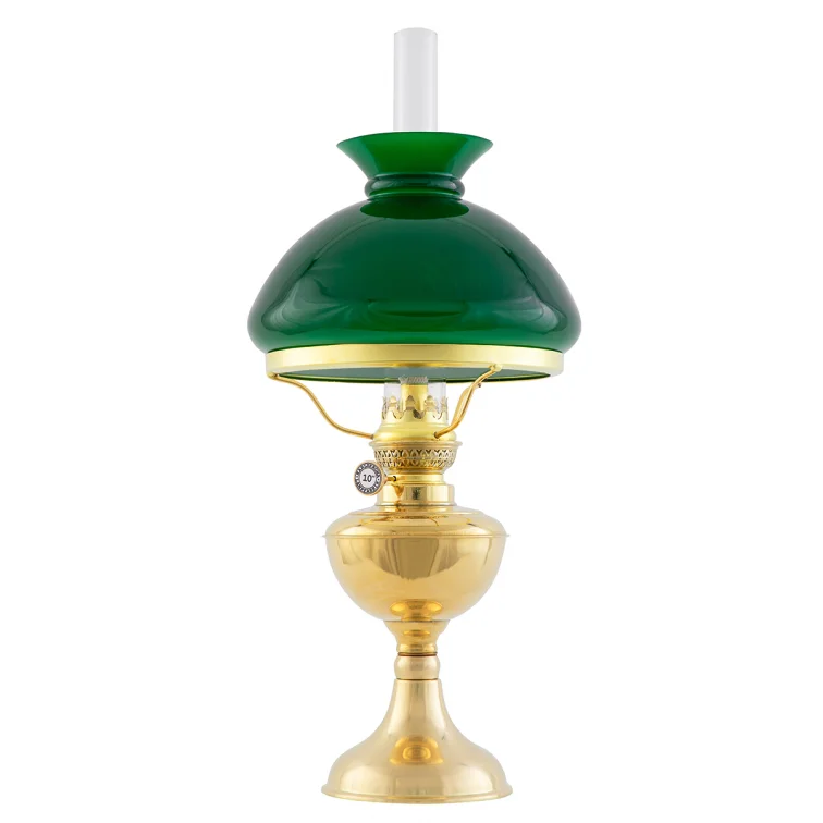 Parafinlampe - Arnö messing med grønn vestaskjerm