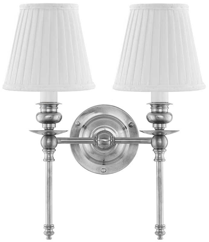 Wivallius wall light - nickel with white fabric shades