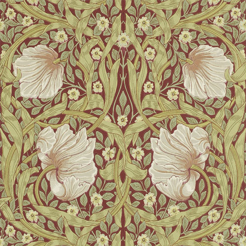William Morris & Co. Wallpaper - Pimpernel Brick and/Olive - old style - vintage interior - retro - classic style