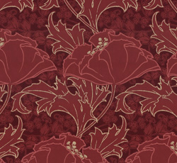 Lim & Handtryck Tapet - Berlin rød/gull - arvestykke - gammeldags dekor - klassisk stil - retro - sekelskifte