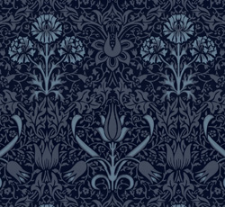 Lim & Handtryck Tapet - Florian mörkblå/blå - sekelskifte - gammaldags inredning - retro - klassisk stil